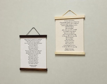 Song Lyrics Poster for Anniversary - Framed Poster, Wooden Framed Song Lyrics, Valentines Day