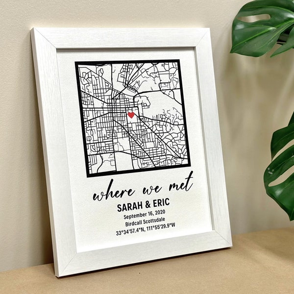 Where We Met Cotton Anniversary Gift - Where it all began Couple Map Gift for Her Personalized Gift Mothers’s day gifts grandma gift