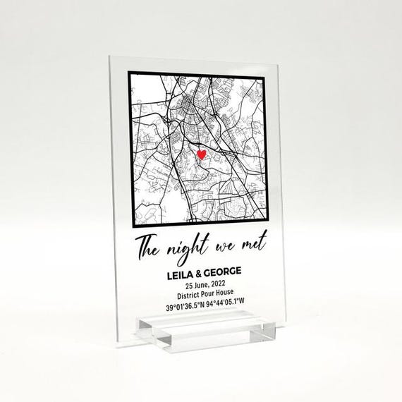 NEXT DAY SHIP Our First Date Map - Personalized Couple Map Where It Began Map of Place We Met Valentines Day