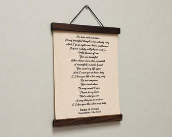 Song Notes Printed on Poster - Wooden Framed Poster Print for Couples, Music Notes with Frame, Valentines Day