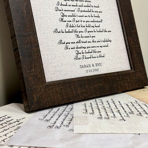 Personalized Wedding Song Canvas - Wooden Canvas for Couples - Framed Gift, Cotton Sheet Custom Lyrics with Frame, Anniversary Wedding Gift