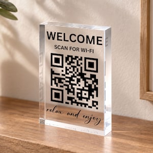 Personalized Wifi Sign – Scan and Connect QR Code Scanner Wifi Password Guest Wifi Access Rental Home Sign Guest Wifi