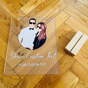 Minimalist Illustration Plaque Custom Couple Illustration Portrait Anniversary Gift Couples Gift Motherss day gifts grandma gift image 9