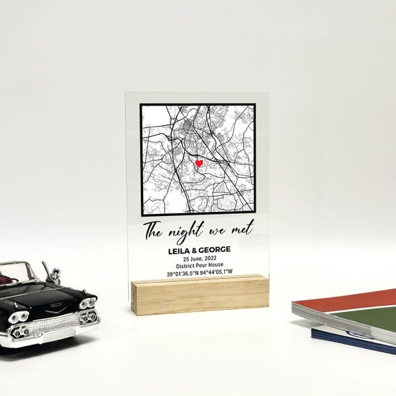 NEXT DAY SHIP Our First Date Map - Personalized Couple Map Where It Began Map of Place We Met, Valentines Day