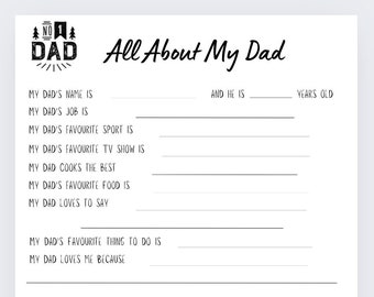 Printable Fathers Day Questionnaire - Etsy