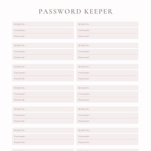 Password Keeper, Password Log, Password Tracker, Printable, Template ...
