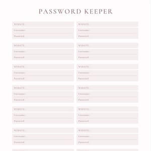 Password Keeper, Password Log, Password Tracker, Printable, Template, Digital Download, Happy planner, Password Book, Digital Planner, PDF