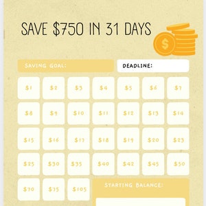 750 besparen in een maand, gelduitdaging, spaaruitdaging, budgetplanner, budget, budgetsjabloon, budgettracker, gelduitdaging, geldboom