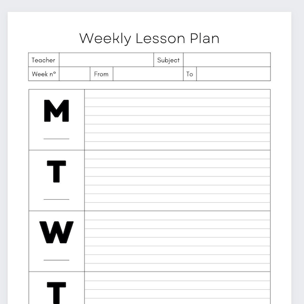 Lesson Plan Template,Lesson Planner Printable,Homeschool Teacher Planner, Weekly,Daily Plans,Academic Schedule,Lesson Plan Book,