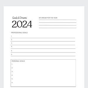 Planner degli obiettivi 2024, Planner degli obiettivi personali, Planner della vita dei sogni, Definizione degli obiettivi 2024, Planner delle risoluzioni 2024, Diario degli obiettivi, Diario dei sogni, Piani degli obiettivi