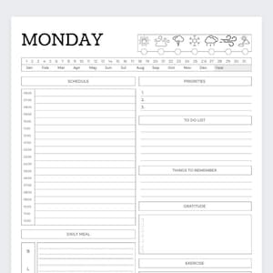 Blank Calendar Monday Start Strip Goal Habit Tracker Rectangle