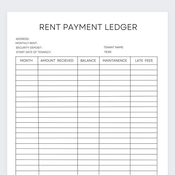 Rent Payment Ledger,Rent Payment Tracker,Rental Payment Log,Rental Tracker,Monthly Rent Payment Tracker,Rental Ledger,Rental Receipt Form