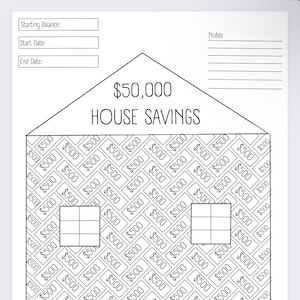 Save 50,000,House savings,Savings binder, Savings Jar, Housing saving fund, Save 50K, House savings Tracker, Savings Template, Savings Chart