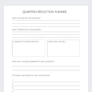 Quarterly reflection Planner,Quarterly reflection Planner,Quarterly Review, Quarterly Evaluation, Quarterly Summary,Quarterly Planner,