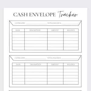 Simple Cash Envelope Tracker, Cash Envelope Printable, Budget Tracker, Spending Planner, Expense Tracker