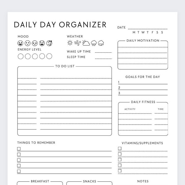 Daily Day Organizer,Daily Schedule,Daily Organizer,Day to day planner,Daily Routine,Daily Appointments,ADHD plan,Daily Journal,ADHD Planner
