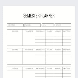 Semester Planner,College Planner,Time Blocking,GPA Tracker,Study Planner,Course Tracker,Grade Planner,Semester Journal,Class Schedule