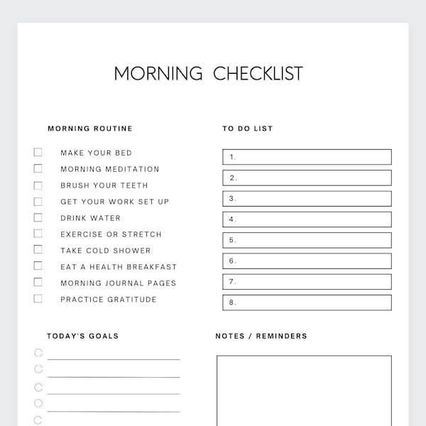 Morning Checklist,Morning Routine,Daily Checklist,Day at a Glance,Daily To Do List,Daily Planner,Daily Tracker,Daily Planning,Daily To Do