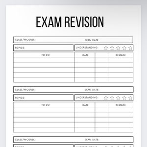 Exam Tracker,Exam Revision Planner,Assignment Tracker, Student Planner, College Planner,Homework Tracker,Printable,Happy planner,Digital PDF