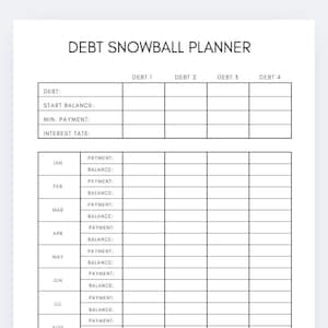 Debt Snowball Planner debt Snowball financial Tracker debt Free Tracker