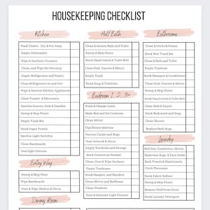 Housekeeping Checklist,Airbnb Cleaning Checklist,Housekeeping Cleaning Planner,Proffesional Cleaning,Housekeeper Print,Airbnb Cleaning