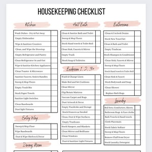 Housekeeping Checklist,Airbnb Cleaning Checklist,Housekeeping Cleaning Planner,Proffesional Cleaning,Housekeeper Print,Airbnb Cleaning