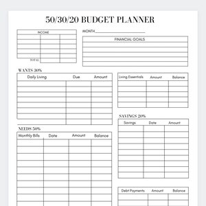 50/30/20 Budget Planner,Budget Tracker,Budget Ramsey,Budget template, budget book,Finance Tracker,Budget Planner,Budget binder