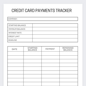 Credit Card Payment Tracker,Debt Payment Tracker Printable,Credit Cards,Credit Card Tracker,Credit Card Tracker printable,Credit Card Payoff