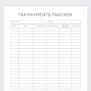 Tax Worksheet,Tax Deductible Expense Log,Tax Deductions Log,Tax Payments planner, Tax tracker,Tax Binder,Tax Worksheets,Tax planning