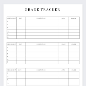 Grade Tracker, Assignment Planner, Assignment Tracker, Student Planner, College Planner,Homework Tracker,Printable,Happy planner,Digital PDF