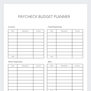 Paycheck Breakdown Planner,Paycheck Budget,Financial Planner,Budget Template,Budget Breakdown,Budget Sheet,Bi Weekly Budget,Paycheck Budget