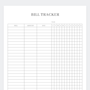 Monthly Bill Tracker Printable: Payment Checklist (Digital Download)