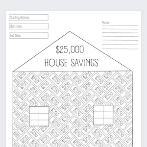 Save 25k,House savings pot, Savings binder,Savings Jar, Housing saving fund, House Downpayment, House Deposit, Savings Chart,Finance Planner