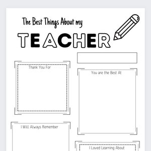 All About My Teacher Printable: Teacher Appreciation Gift (PDF)