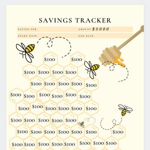 Honey Bee Save 6000 Money Challenge, Savings Tracker, Savings Challenge, Savings binder, Savings Challenge, Savings jar, Budget planner, PDF