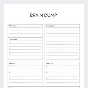 Brain Dump,Thought Organizer,ADHD brain dump,Thought tracker,Organization planner,Analysis Paralysis planner,Thought journal,ADHD Planner