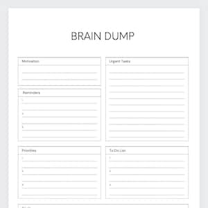 Brain Dump,Thought Organizer,ADHD brain dump,Thought tracker,Organization planner,Analysis Paralysis planner,Thought journal,ADHD Planner