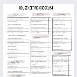 Housekeeping Checklist,Airbnb Cleaning Checklist,Housekeeping Cleaning Planner,Proffesional Cleaning,Housekeeper Print,Airbnb Cleaning