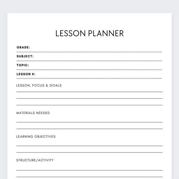 Simple Lesson Planner,Teacher resource,Student agenda,Teacher planner template,Weekly lesson plan,Daily lesson schedule,Homeschool planner