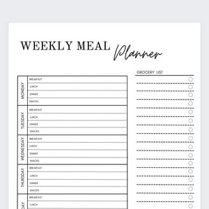 Weekly Meal Planner, Grocery List,Meal planning Template,Meal Prep,Menu Planner,Meal Planner Template,Meal Planner,Meal planning PDF