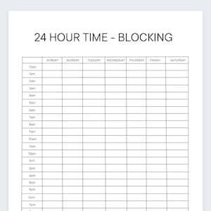 Blocco del tempo di 24 ore, pianificatore settimanale, programma settimanale, programma orario, blocco del tempo, orario, pianificatore giornaliero, pianificatore giornaliero a blocchi di tempo