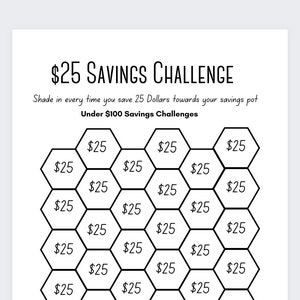 25 Dollar Saving Challenge,Savings Box, Savings Binder, Savings Tracker,Money Challenge,Saving Challenge Printable,Savings log,Savings Chart