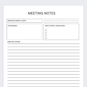 Meeting Notes Planner,Meeting Minutes,Work Planner,Meeting Tracker,Meeting Prep Template,Business Note Taking,Meeting Agenda,Meeting Tracker