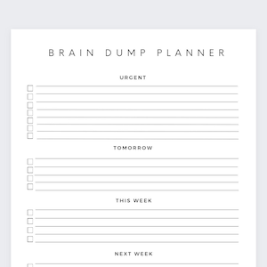 Weekly Brain Dump,Thought Organizer, ADHD brain dump, Thought tracker, Organization planner,Analysis Paralysis planner,Thought journal