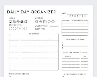 Daily Day Organizer,Daily Schedule,Daily Organizer,Day to day planner,Daily Routine,Daily Appointments,ADHD plan,Daily Journal,ADHD Planner