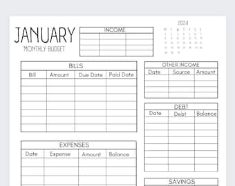 12 Month Minimalistic 2024,Personal Budget,Budget Binder,Biweekly Budget planner,Budget Printable,Budget by Paycheck,Financial Planning,