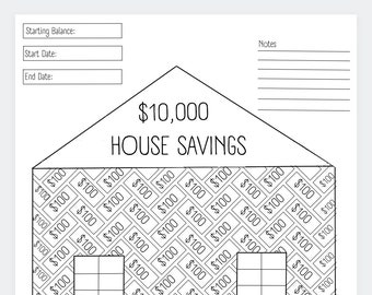 10,000 House Tracker,House saving pot, Savings binder,House Downpayment,Savings fund,Save 10k, House Deposit, House Savings,Money Savings