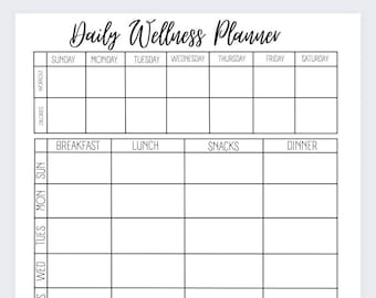 Daily planner, Daily Timetable, Wellness planner, Habit Tracker, Daily routine, Food Diary, Day at a Glance, Workout Plannner