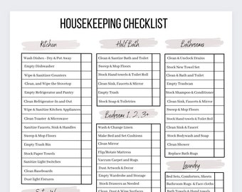 Housekeeping Checklist,Airbnb Cleaning Checklist,Housekeeping Cleaning Planner,Proffesional Cleaning,Housekeeper Print,Airbnb Cleaning