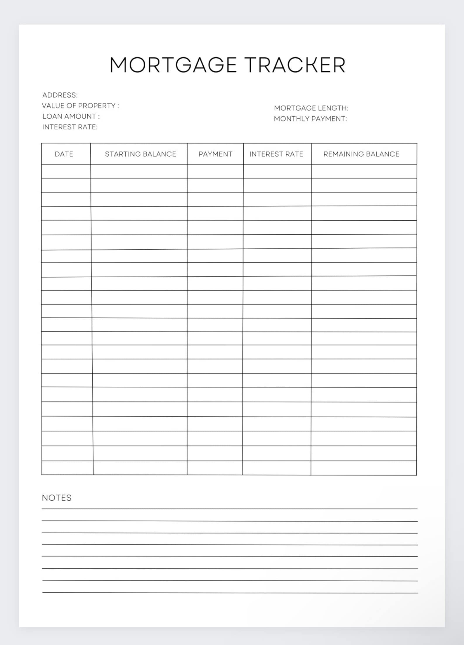 Mortgage Tracker,mortgage Log,mortgage Planner,mortgage Template ...